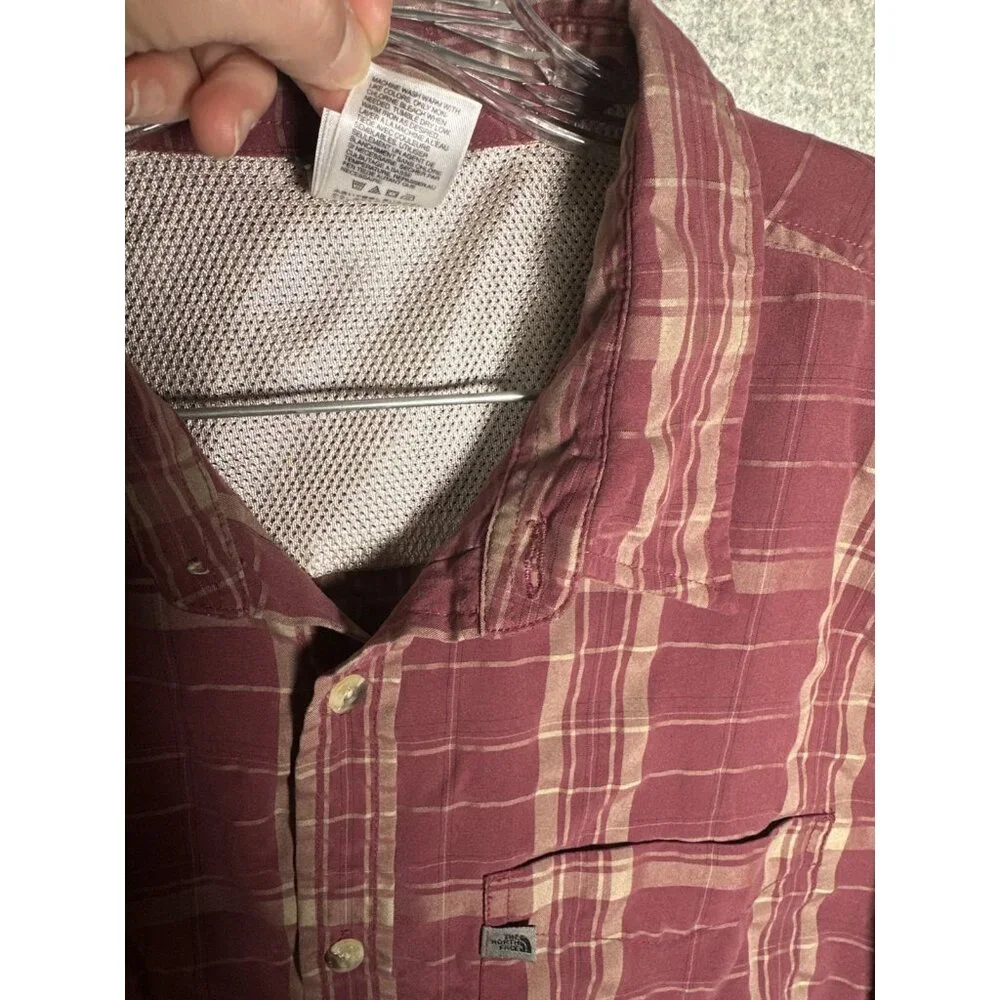 The North Face Mens XXL Shirt Button Long Sleeve Plaid Red Collared Top Casual‎